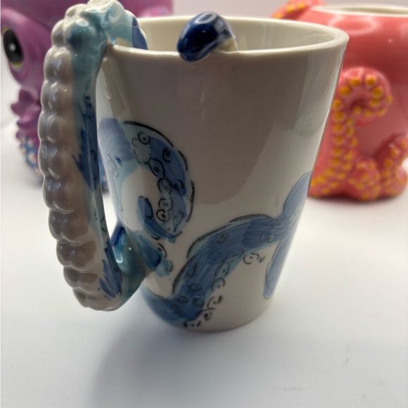 Oceanic Charm Ceramic Mug Trio - Blue, Pink, and Purple - Picture 2 of 16